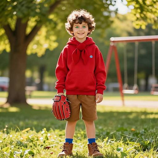 Young Boy in Sunny Park Scene