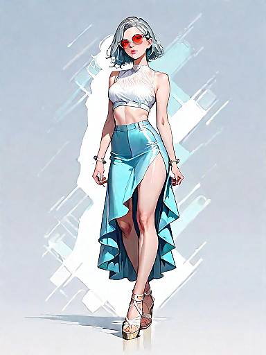 Stylish Woman in Chic Two-Piece Outfit