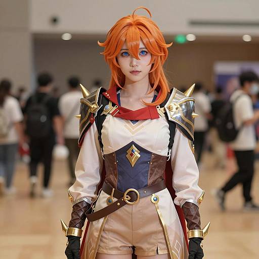 Female Cosplayer in Detailed Fantasy Armor Costume