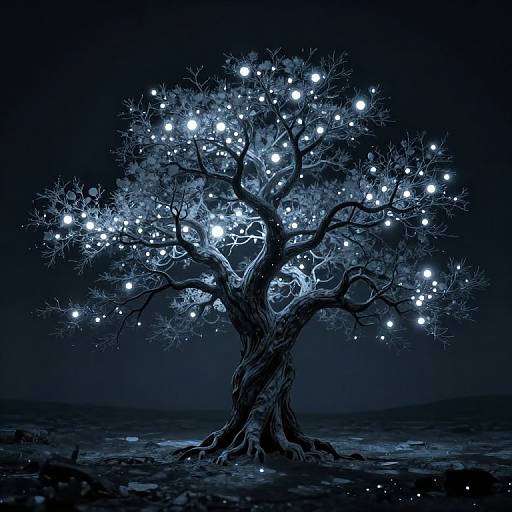 Dreamlike Tree Under Moonlight