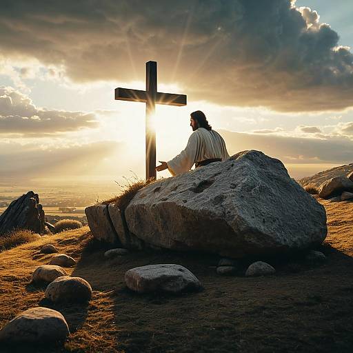 Resurrected Jesus Emerging in Golden Light