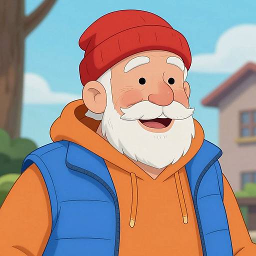 Cheerful Elderly Man in Colorful Outfit