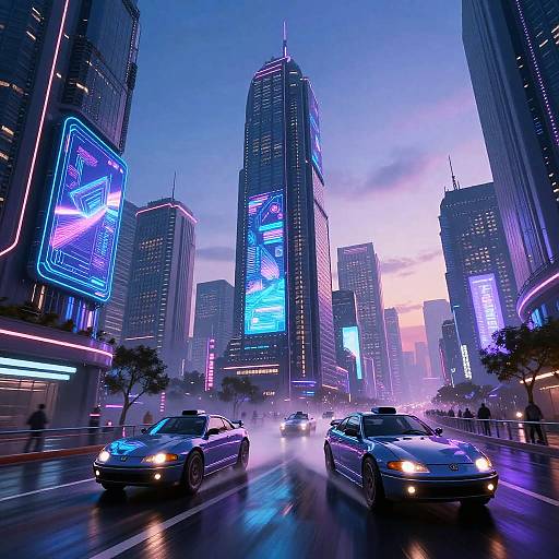 Futuristic Cyberpunk Neon Cityscape