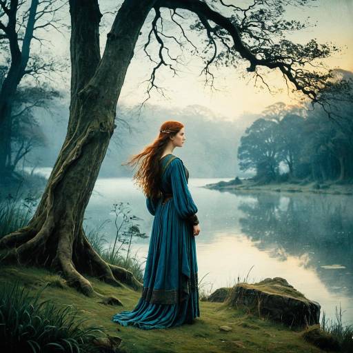 Medieval Woman by Misty Lake