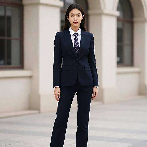 Woman in Sophisticated Suit and Tie