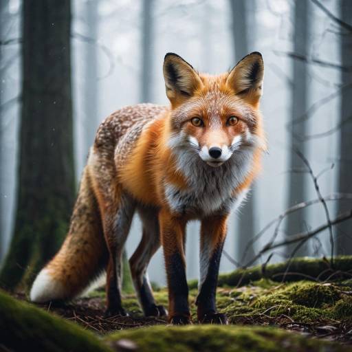 Red Fox in Misty Forest