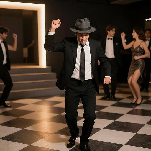 Energetic Dance of a Suited Man