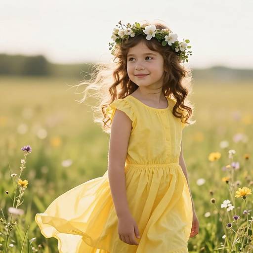 Joyful Girl in Sunny Meadow