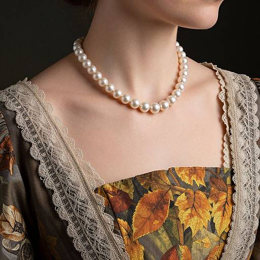 Victorian Elegance with Pearl Necklace