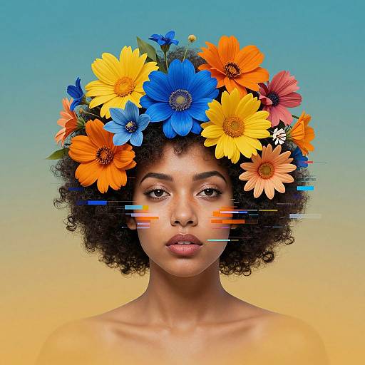 Surreal Floral Afro Portrait