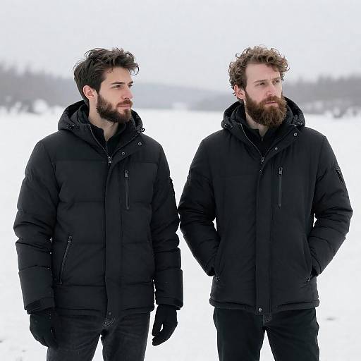 Bearded Men in Snowy Landscape
