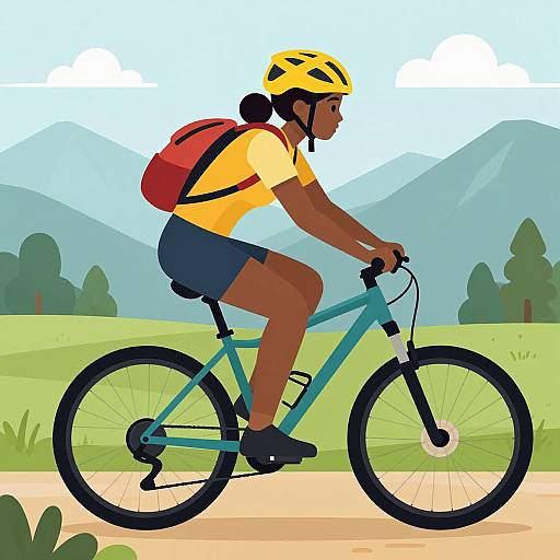 Confident African-American Woman Mountain Biking