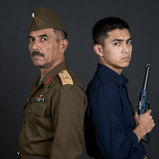 Intense Back-to-Back Military Portrait