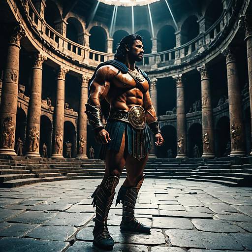 Muscular Warrior in Ancient Coliseum