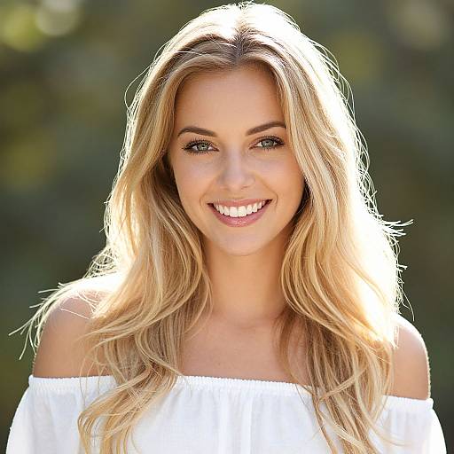 Sunny Portrait of Joyful Blonde Woman