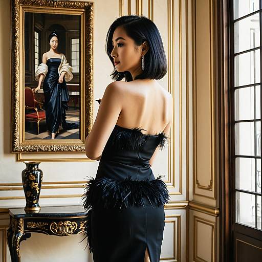 Elegant East Asian Model in Opulent Setting