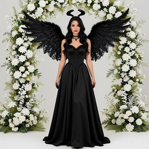 Elegant Black Angel Costume Woman