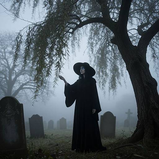 Ethereal Spectral Portrait in Graveyard