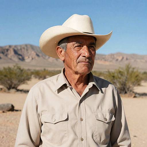 Desert Portrait of an Older Cowboy