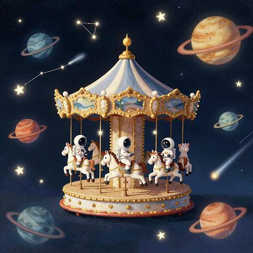 Whimsical Cosmic Carousel Adventure