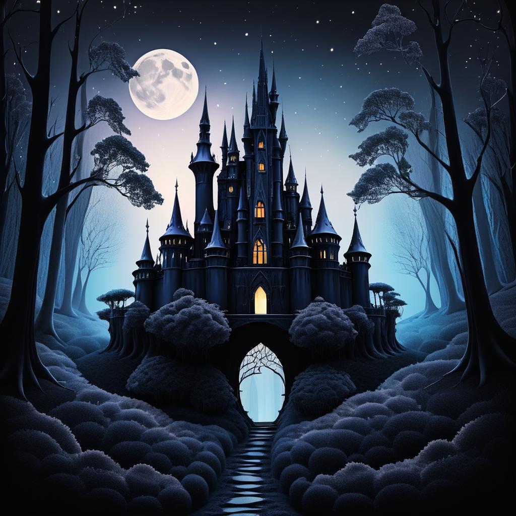 Enchanted Forest with Dark Fairy Castle