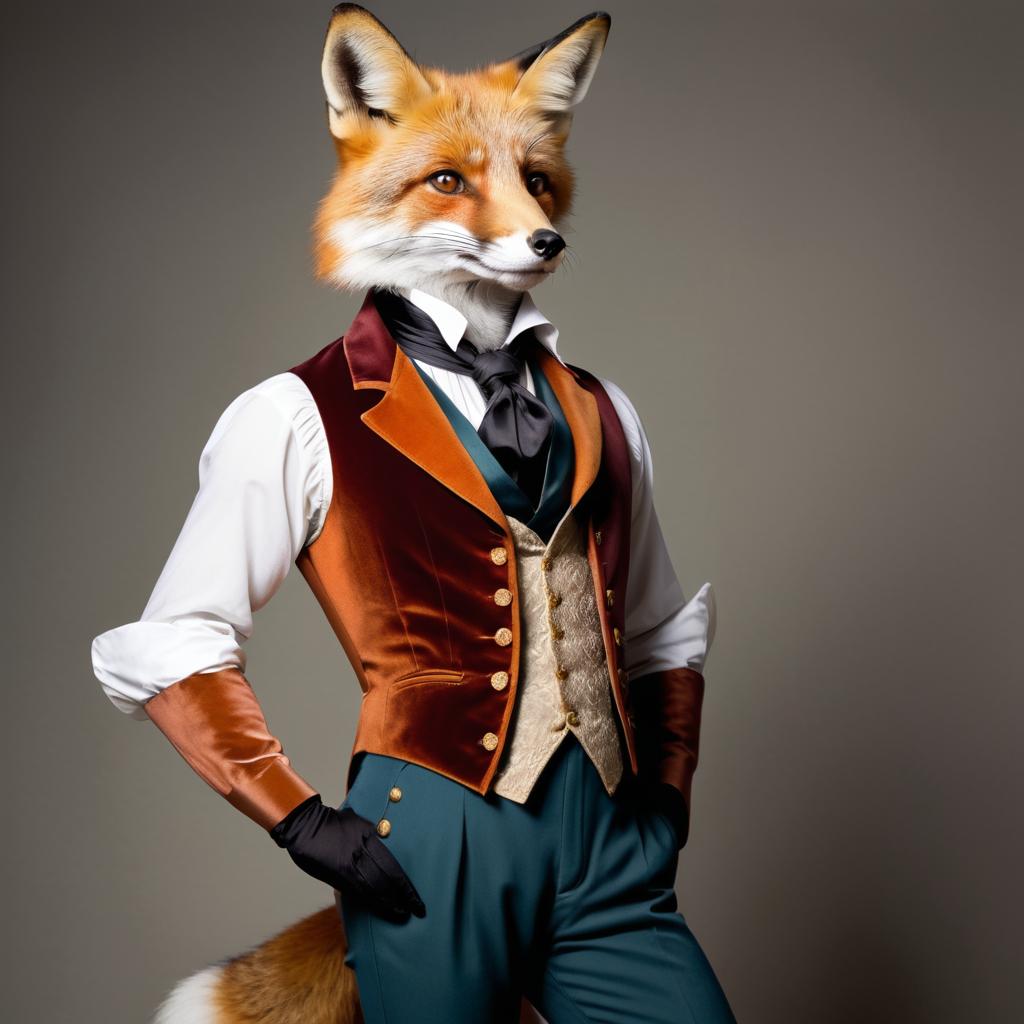 Elegant Anthropomorphized Fox in Breeches