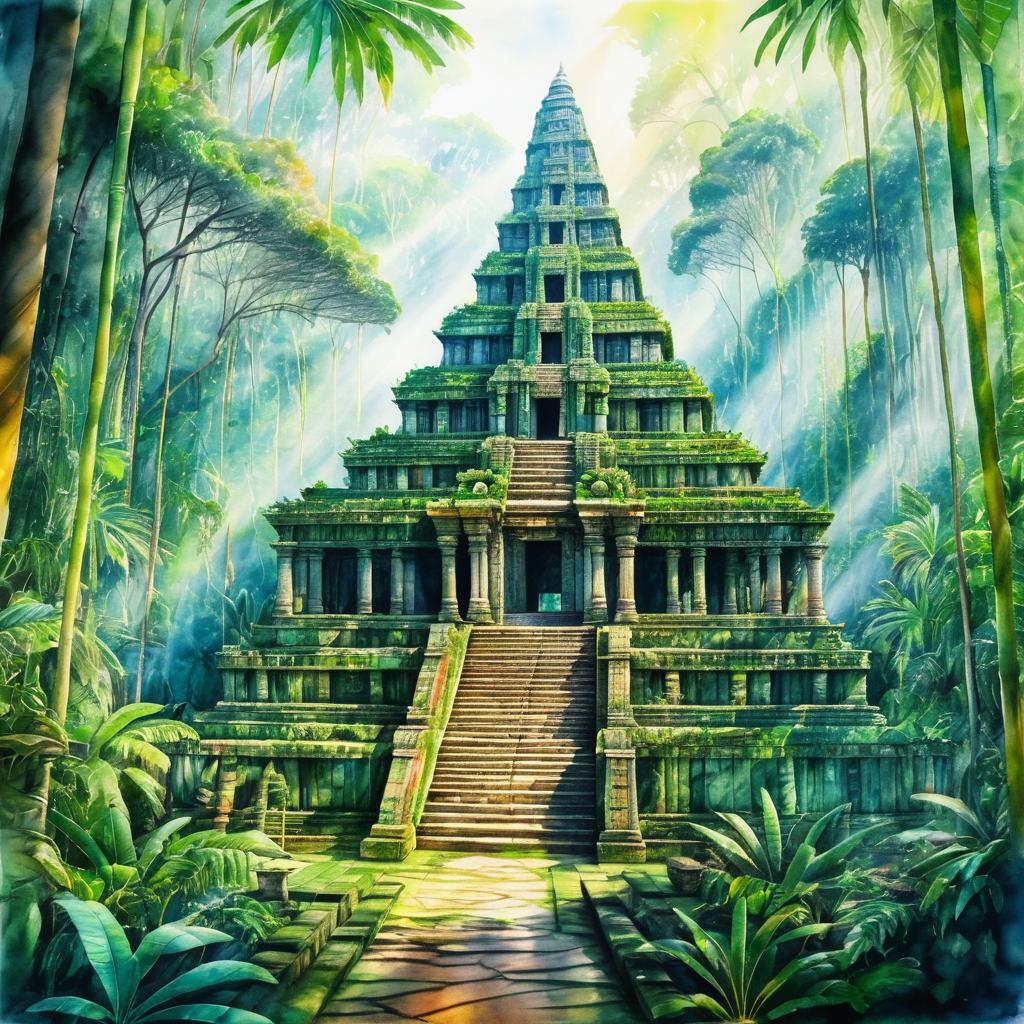 Mystical Ancient Temple in Jungle Scene