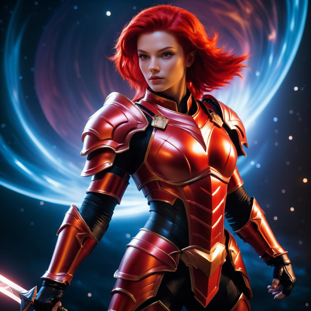 Fierce Female Knight in Cosmic Realm