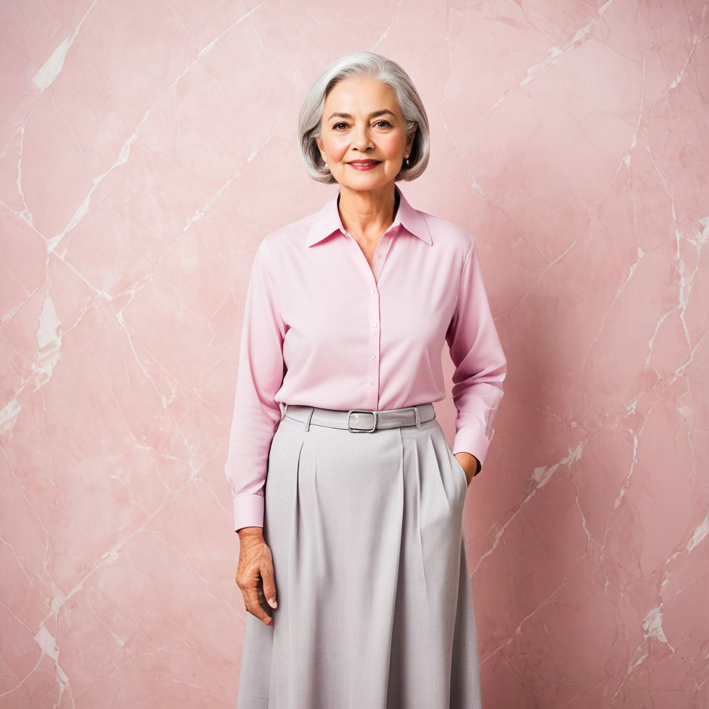 Cheerful Grandmother in Chic Outfit