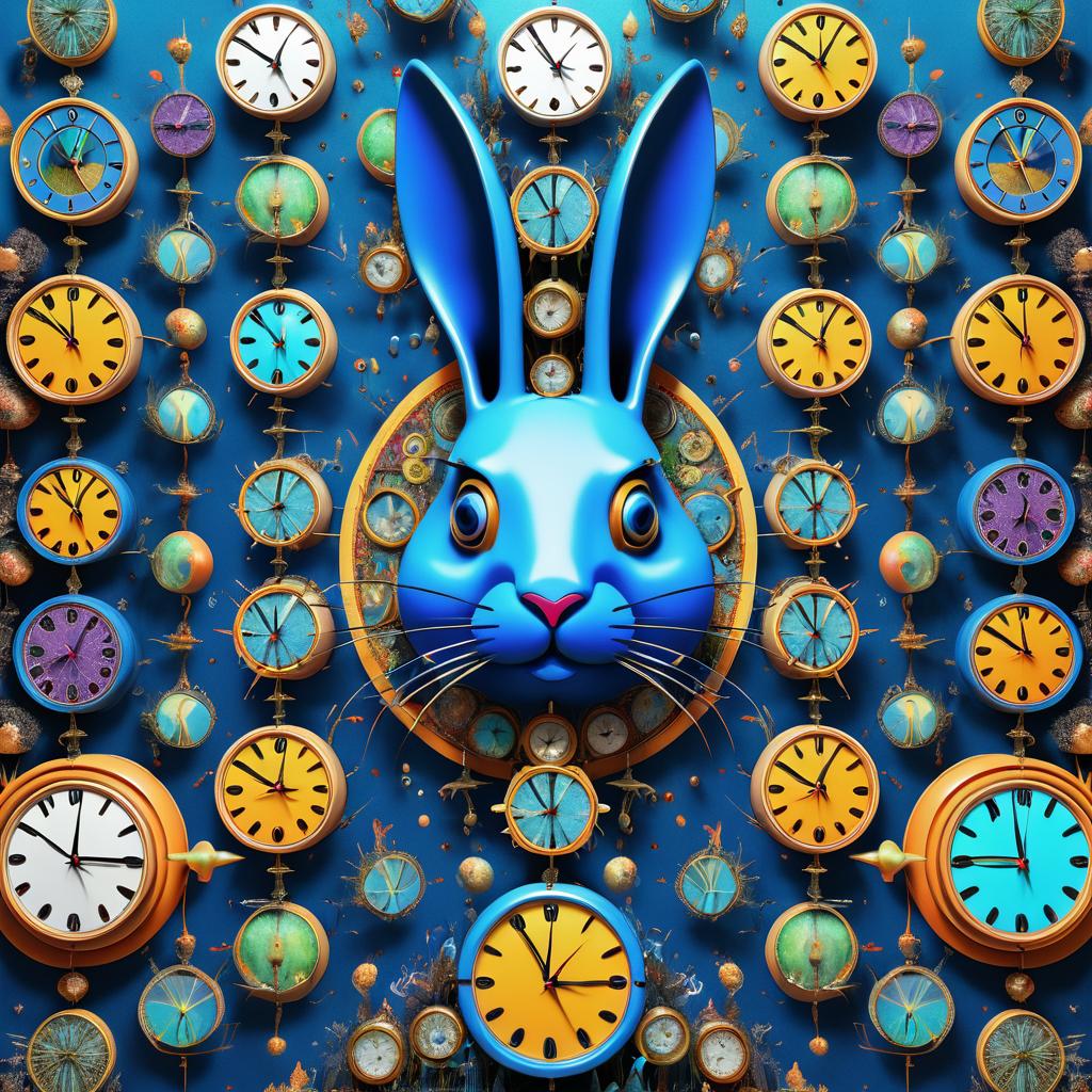 Surreal Rabbit with Enigmatic Clocks