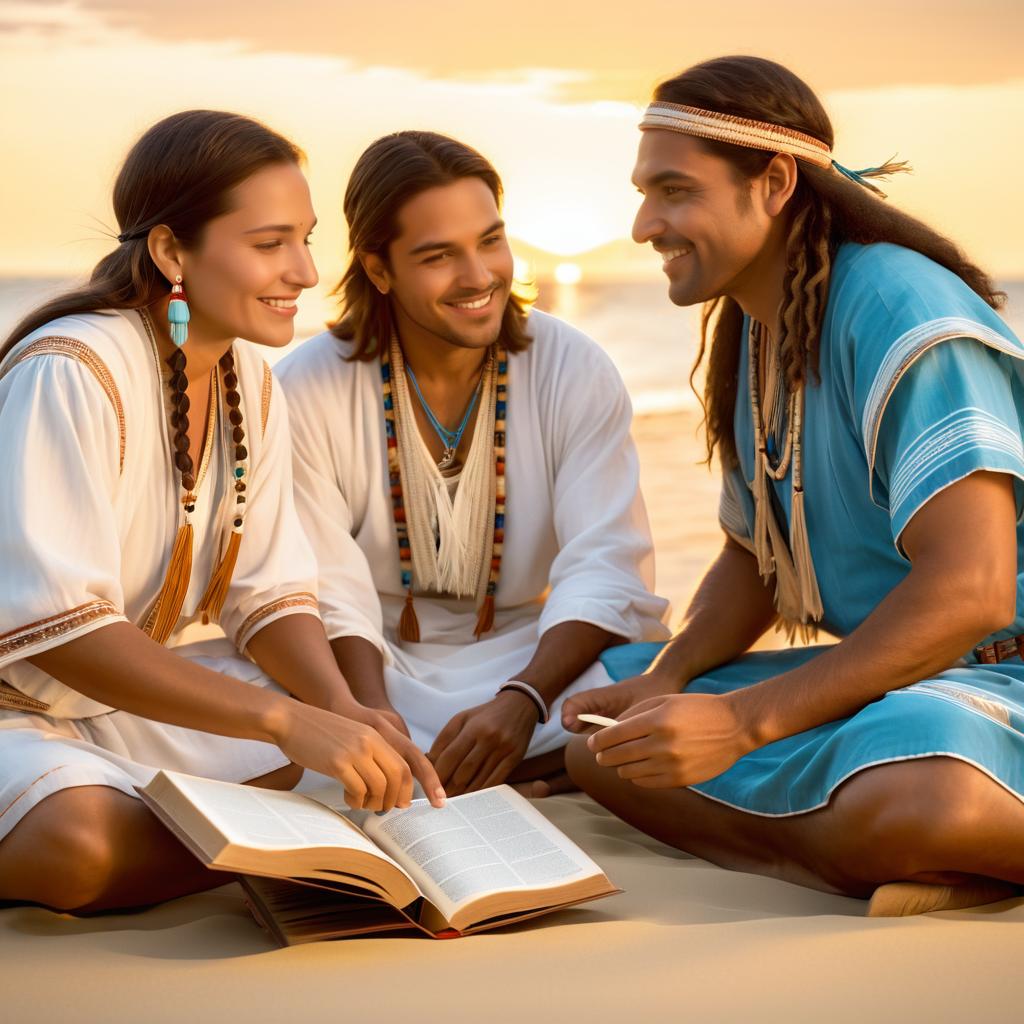 Beach Bible Study with Diverse Friends