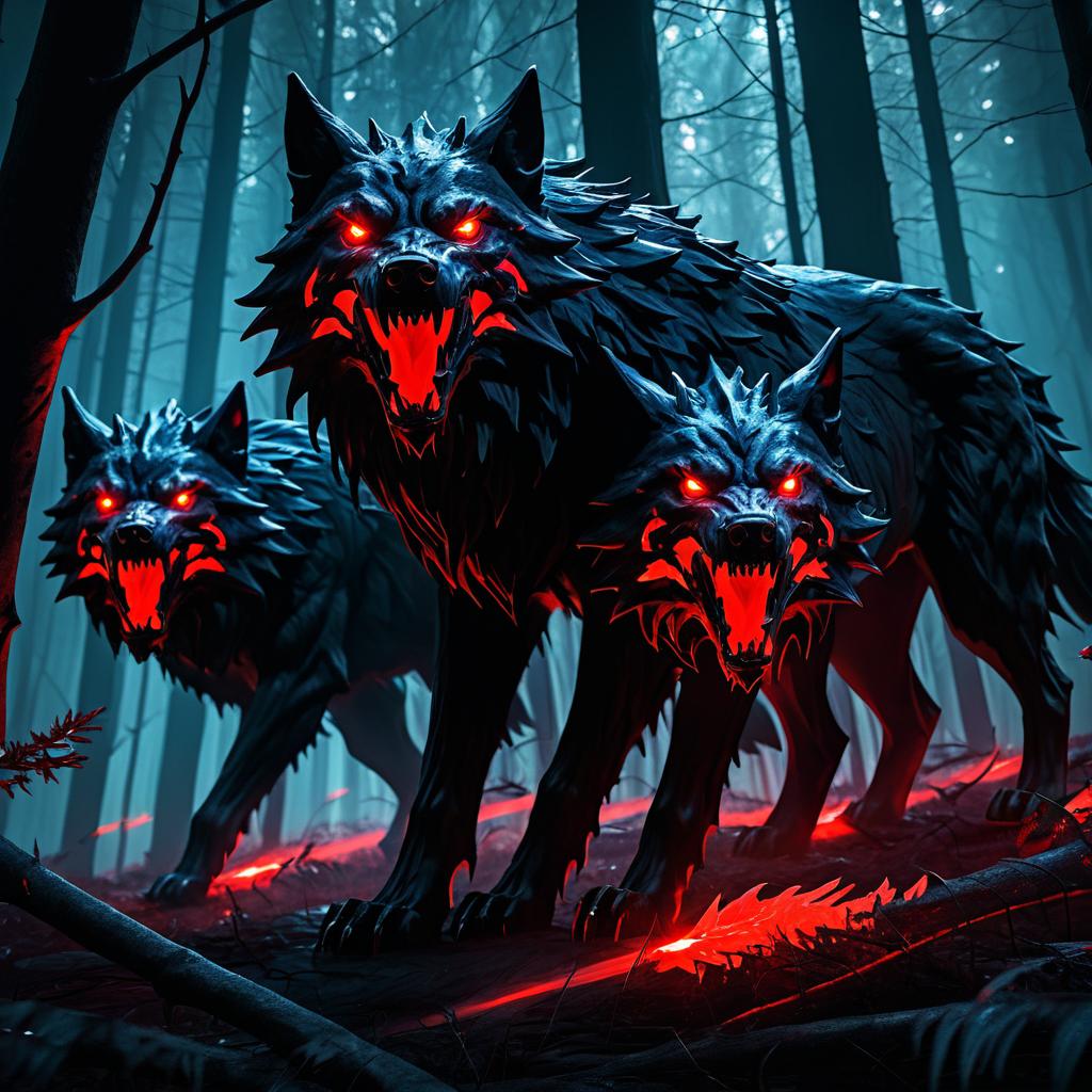 Mutant Nightmare Wolves in Dark Fantasy