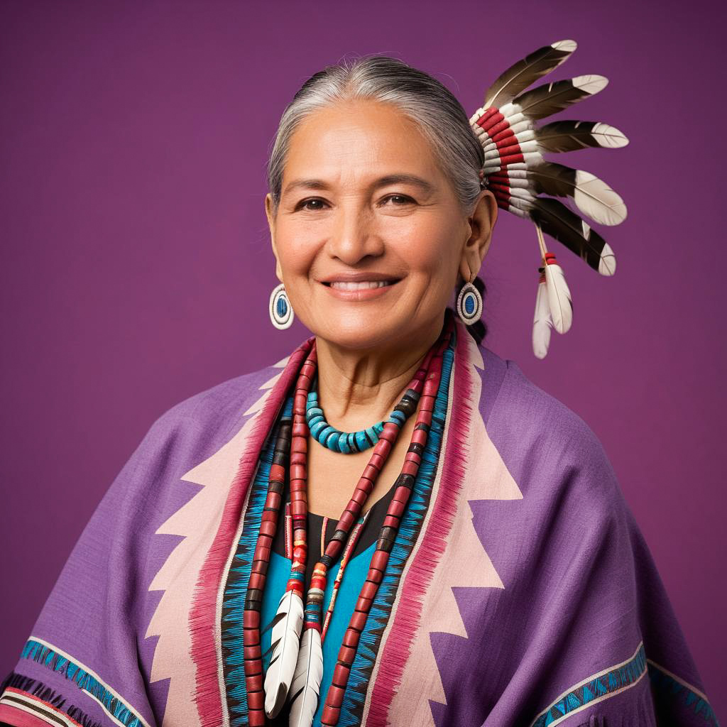 Smiling Indigenous Grandmother in Regalia