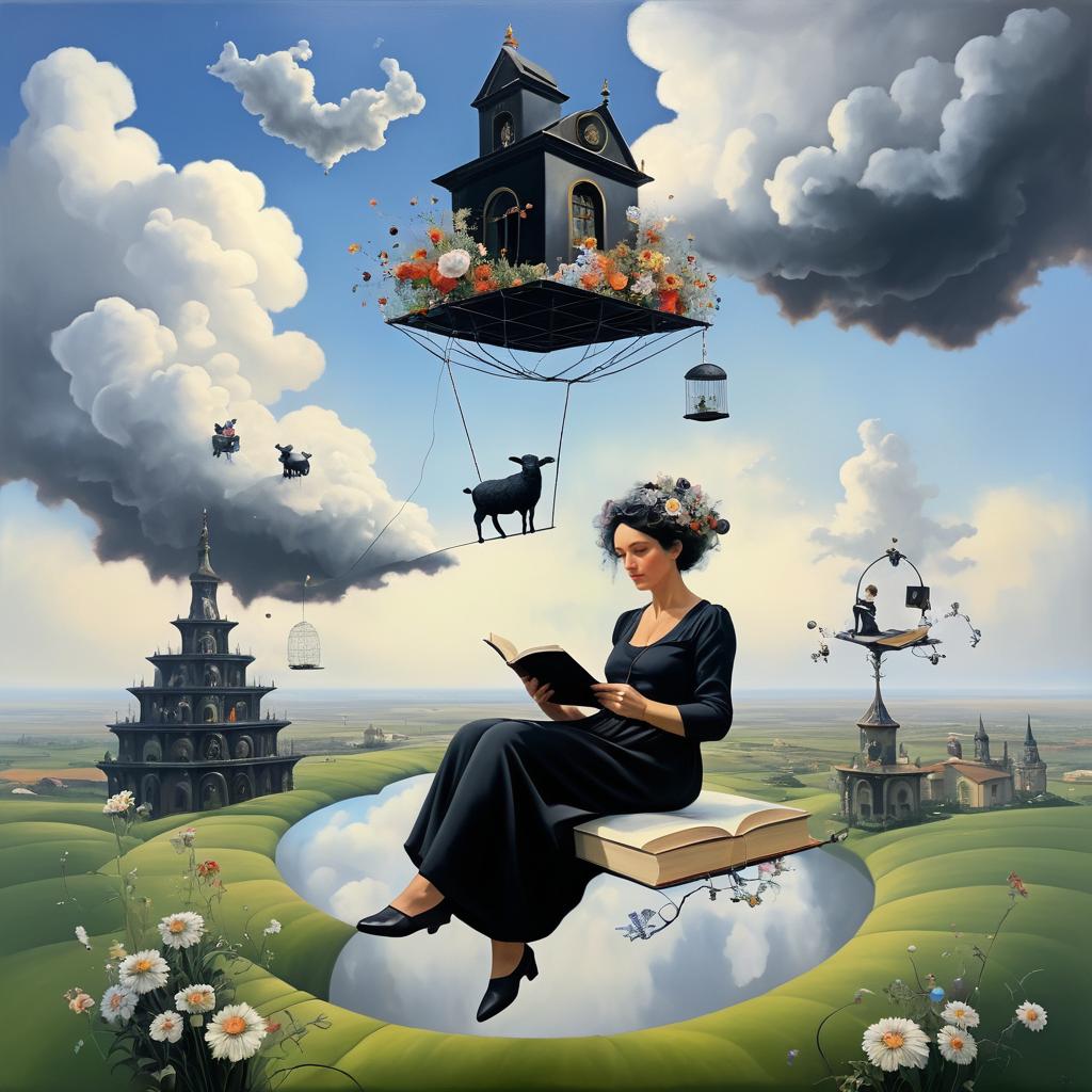 A Dreamlike Scene of Reading in the Sky