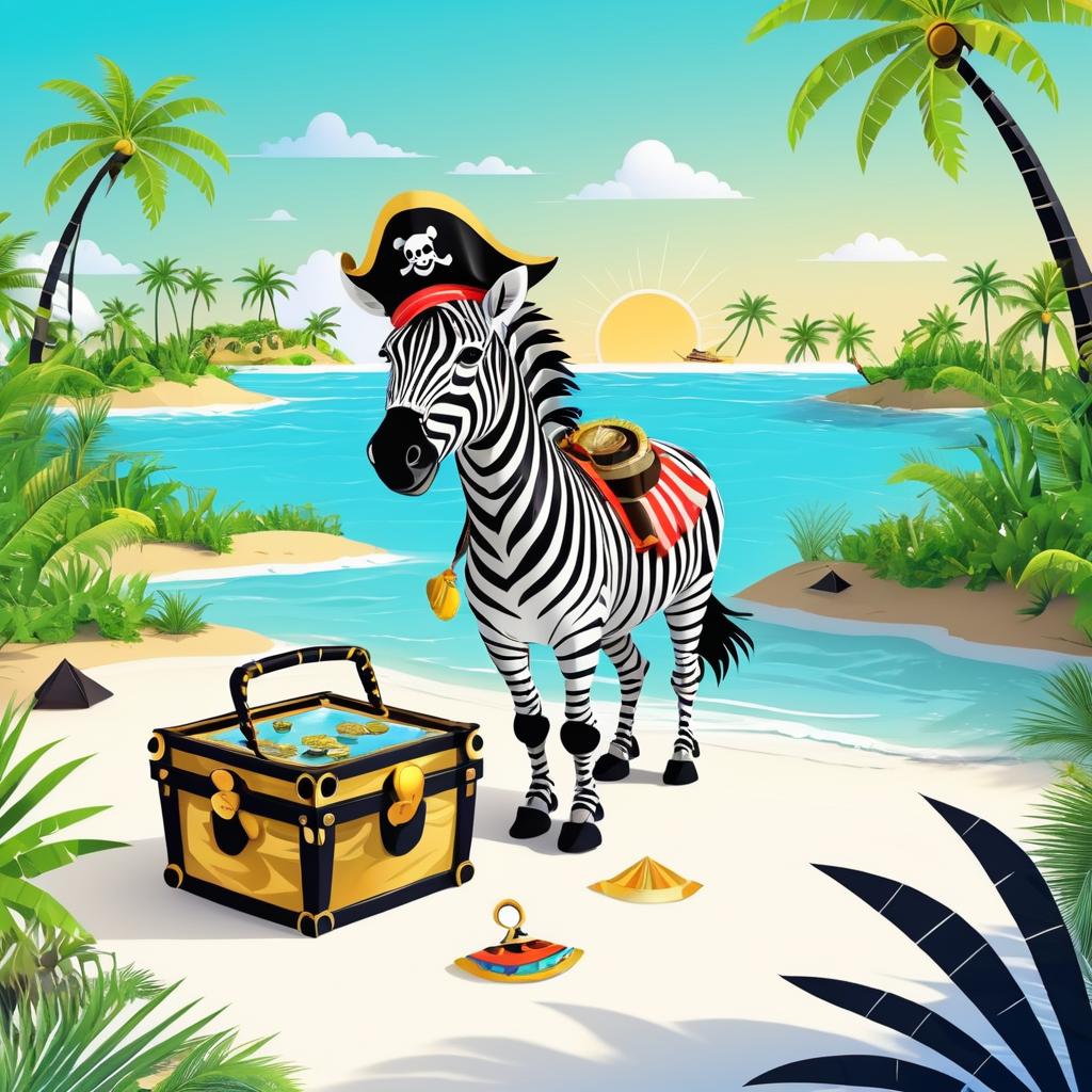 Pirate Zebra Adventures on Treasure Island