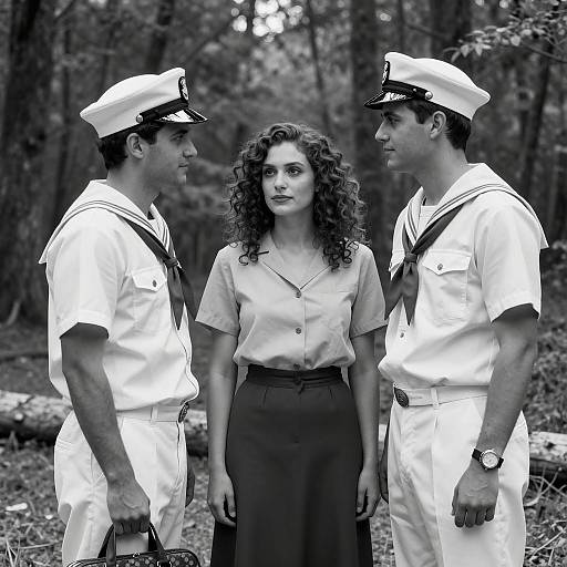 Sailors and Woman in Forest Setting