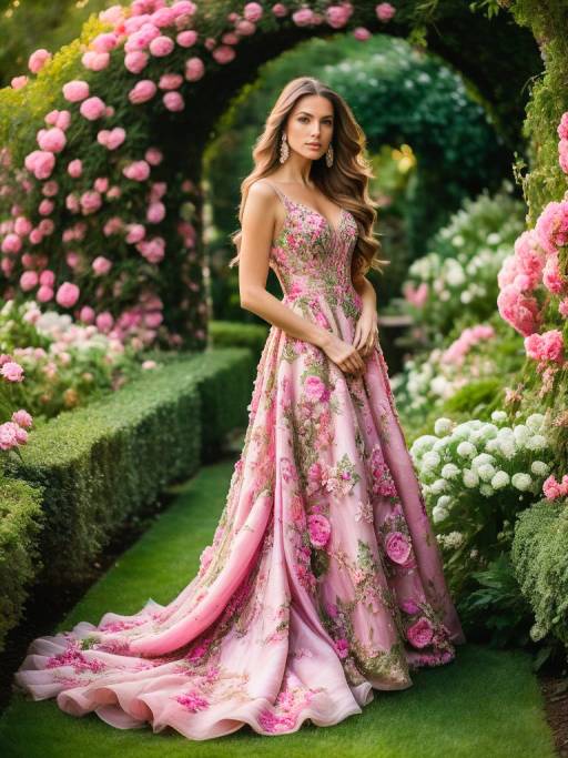 Elegant Woman in Floral Garden