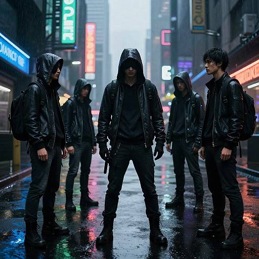 Cyberpunk Hacker AI Communication Scene