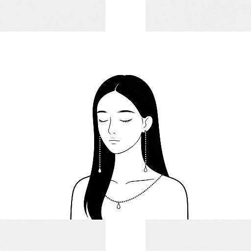 Minimalist Monoline Woman Portrait