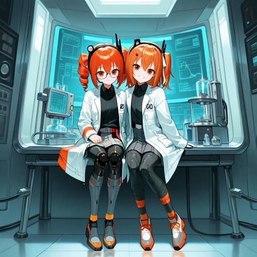 Futuristic Android Scientist in Laboratory