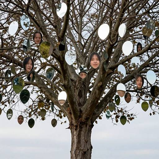 Reflective Tree with Floating Mirror Faces
