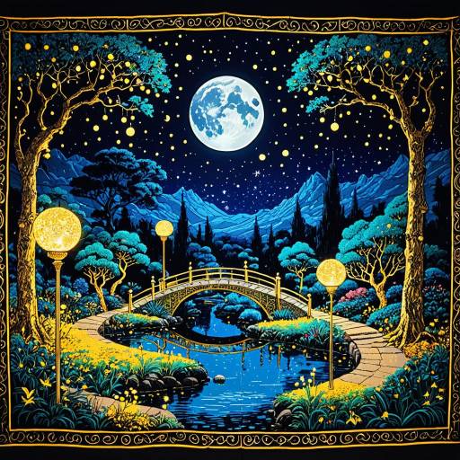 Enchanted Garden Under Moonlight Tapestry