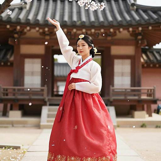Elegant Asian Woman in Hanbok