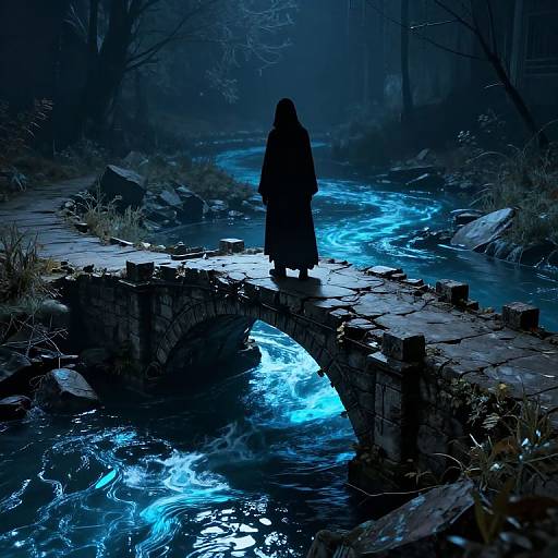 Shadowy Figure on Toxic Bridge