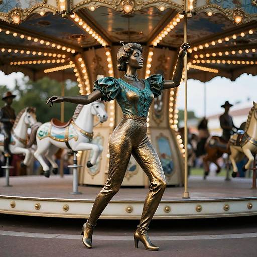 Victorian Automaton Dancing by Antique Carousel