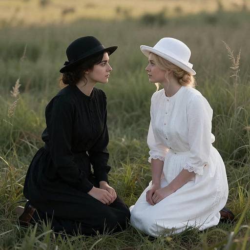 Intense Meeting in a Grassy Field