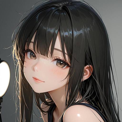 Close-up Portrait of Smiling Young Woman with Black Hair