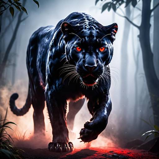 Mysterious Black Panther in Enigmatic Fog
