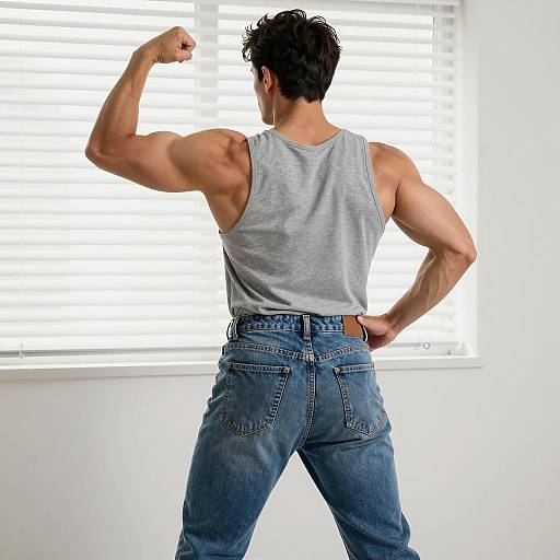 Muscular Man Posing Indoors in Style