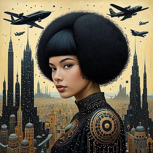 Futuristic Woman in Metropolis